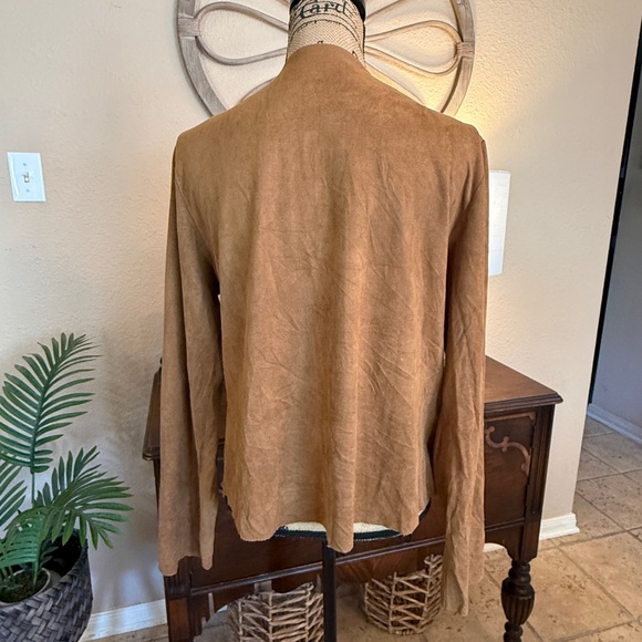 Vocal Camel Brown Western Faux Suede Fringe & Stud Jacket - Picture 7 of 10
